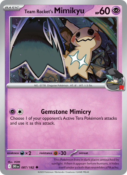 Team Rocket's Mimikyu (087/182) Reverse Holo card image