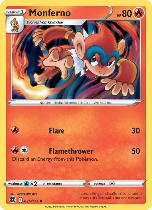 Monferno (025/172) Reverse Holo card image
