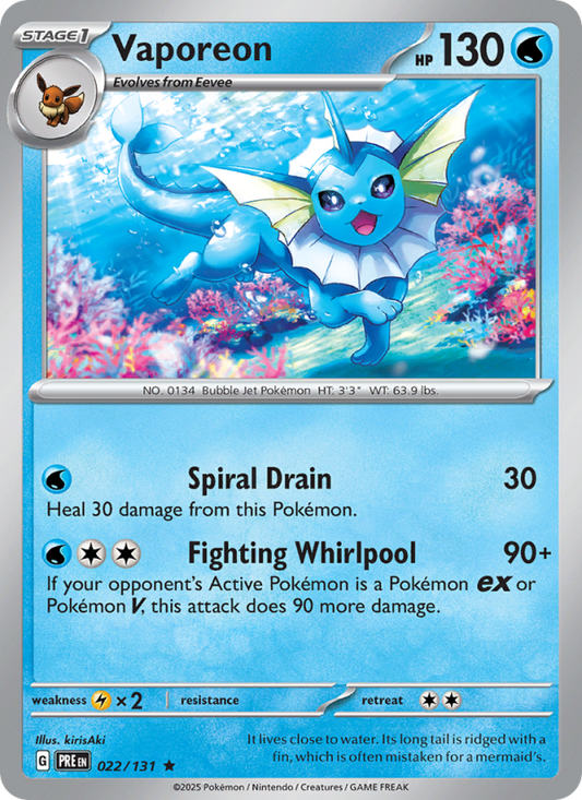 Vaporeon (022/131) Reverse Holo card image