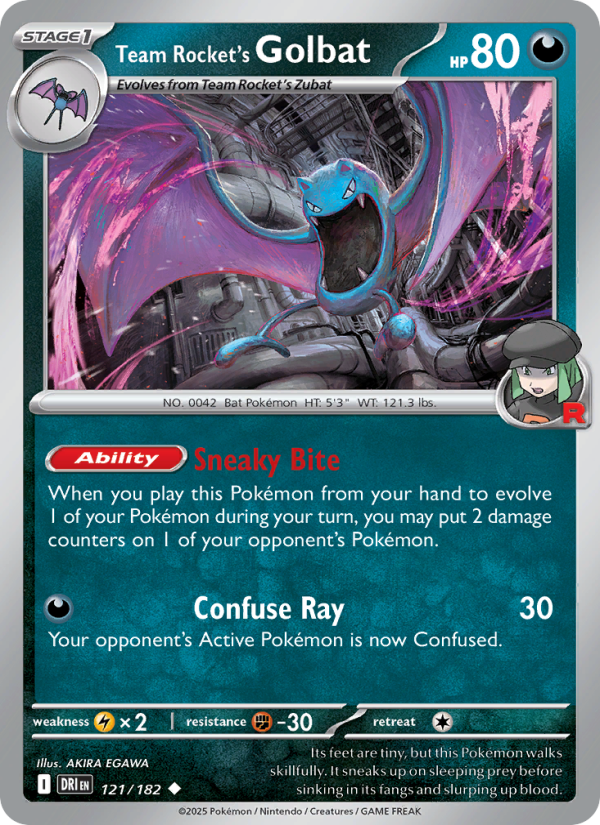Team Rocket's Golbat (121/182) Reverse Holo card image