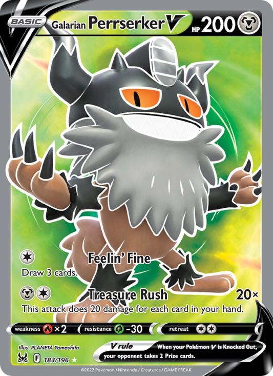 Galarian Perrserker V (183/196) Holographic card image
