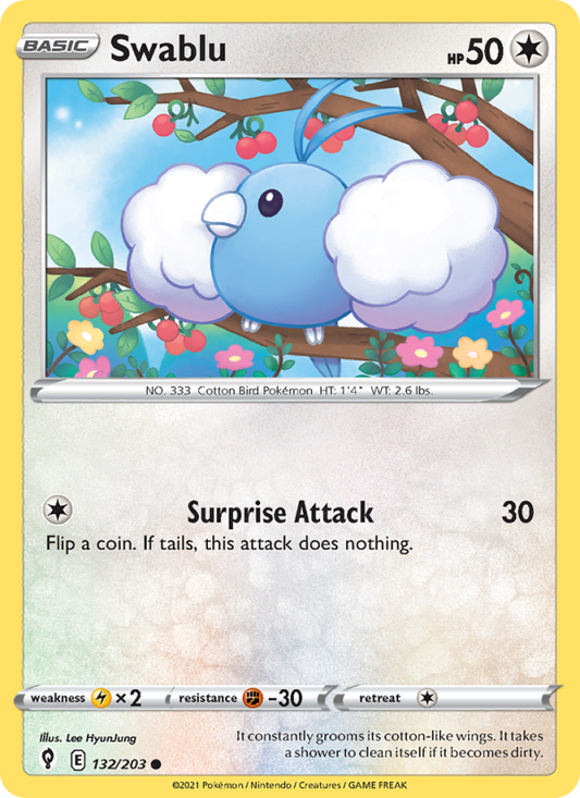 Swablu (132/203) Reverse Holo card image
