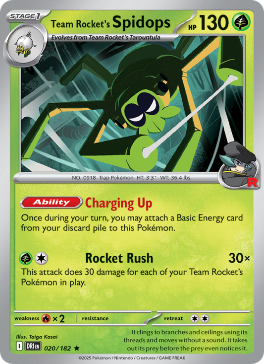 Team Rocket's Spidops (020/182) Reverse Holo card image