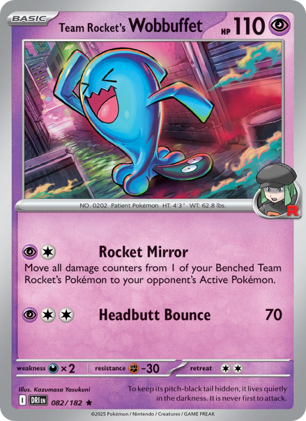 Team Rocket's Wobbuffet (082/182) Reverse Holo card image