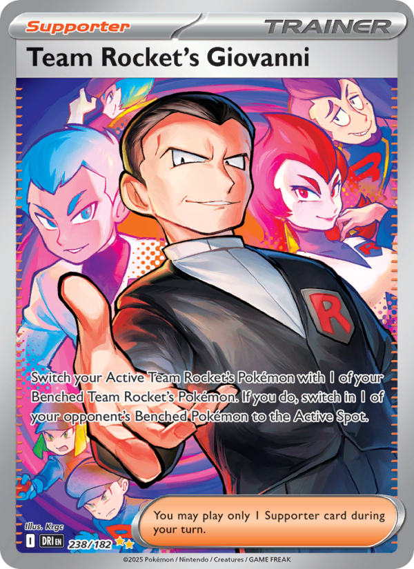 Team Rocket's Giovanni (238/182) Reverse Holo card image