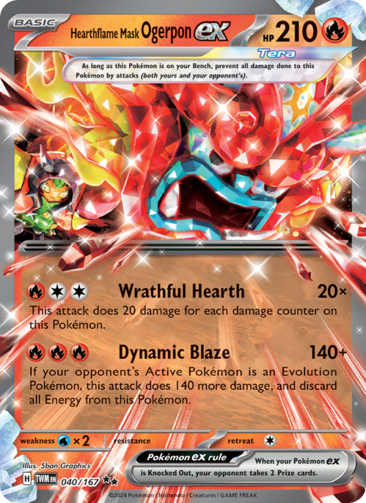 Hearthflame Mask Ogerpon ex (040/167) Holographic card image