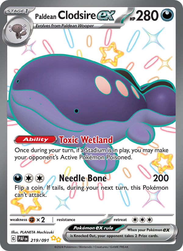 Paldean Clodsire ex (219/91) Holographic card image