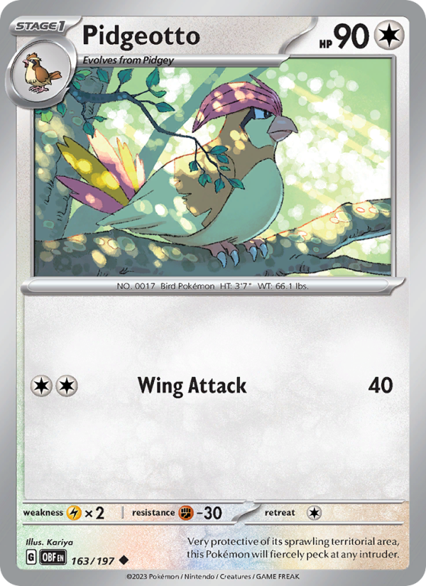 Pidgeotto (163/197) Reverse Holo card image