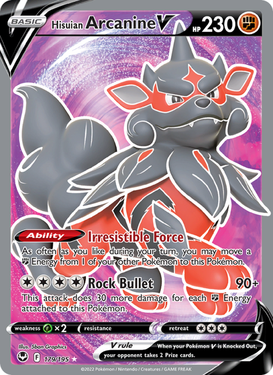 Hisuian Arcanine V (179/195) Holographic card image