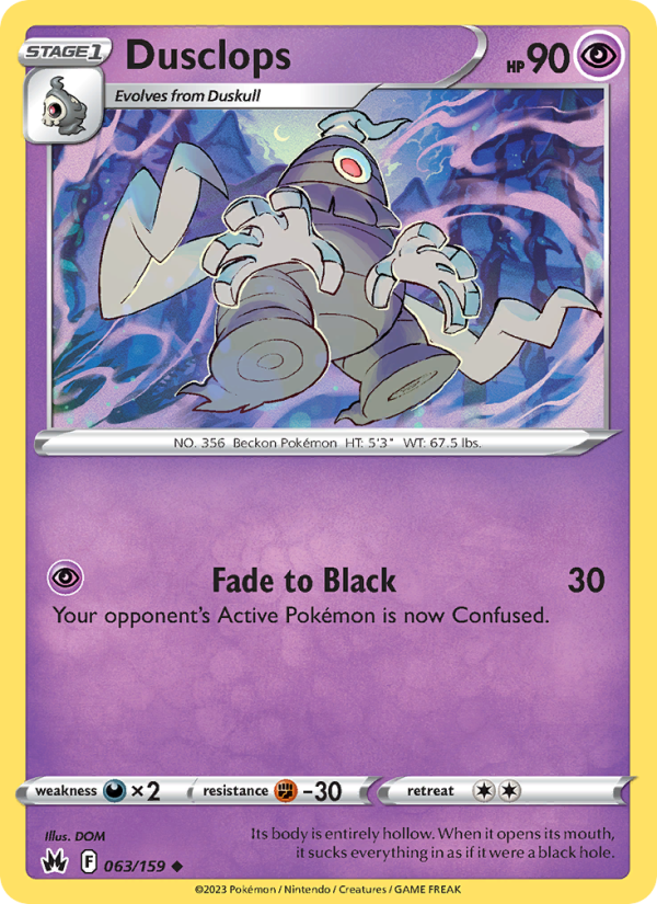 Dusclops (063/159) Reverse Holo card image