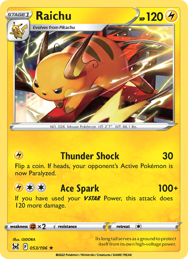 Raichu (053/196) Reverse Holo card image