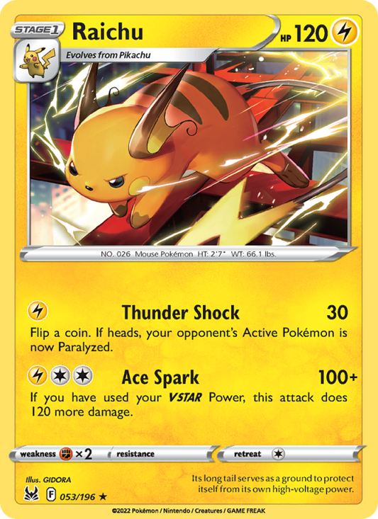 Raichu (053/196) Reverse Holo card image