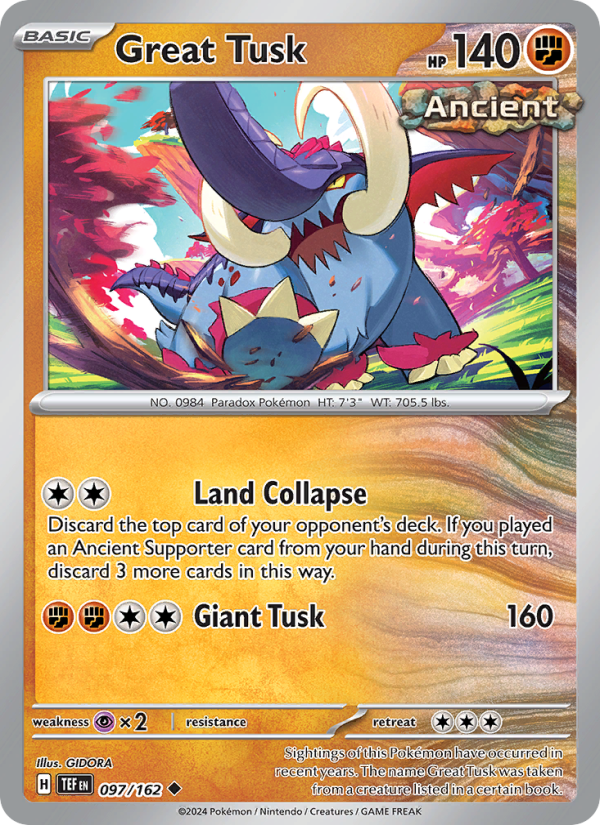 Great Tusk (097/162) Reverse Holo card image