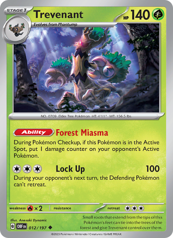 Trevenant (012/197) Reverse Holo card image