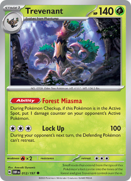 Trevenant (012/197) Reverse Holo card image