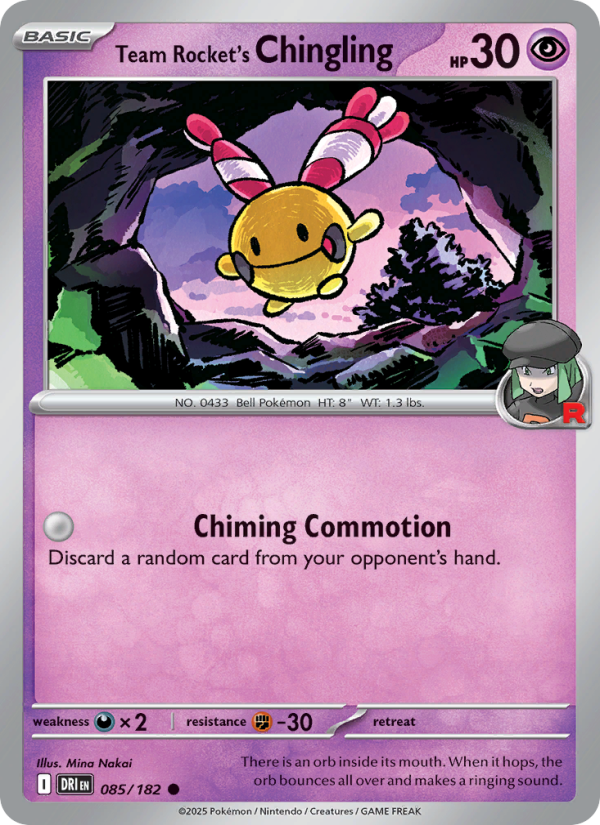 Team Rocket's Chingling (085/182) Reverse Holo card image