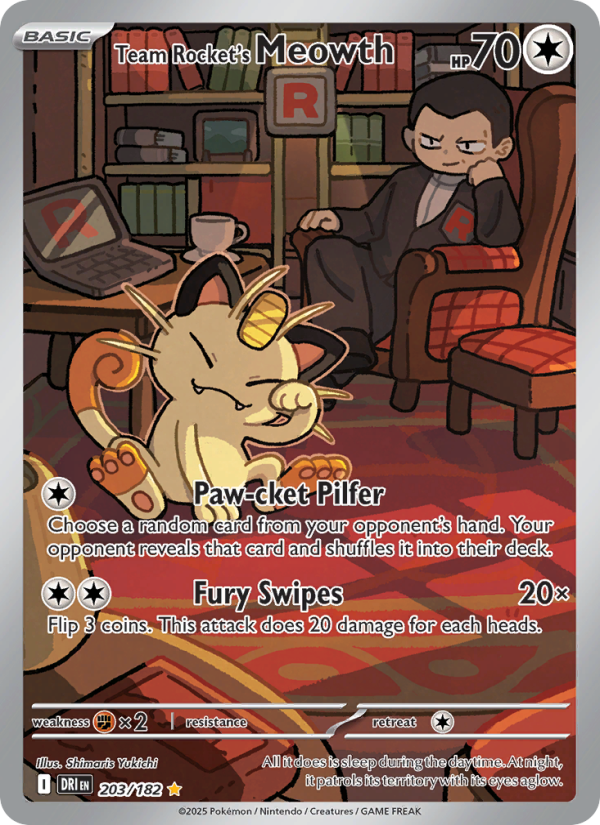 Team Rocket's Meowth (203/182) Reverse Holo card image
