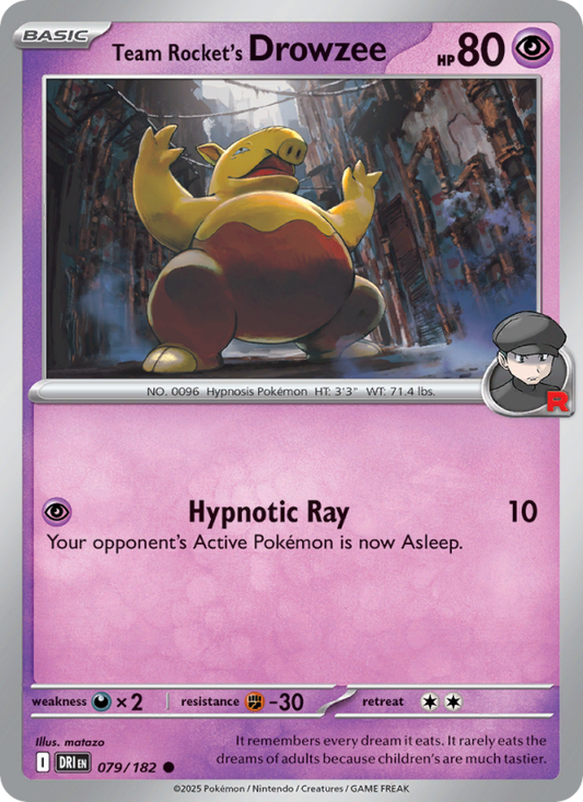 Team Rocket's Drowzee (079/182) Reverse Holo card image