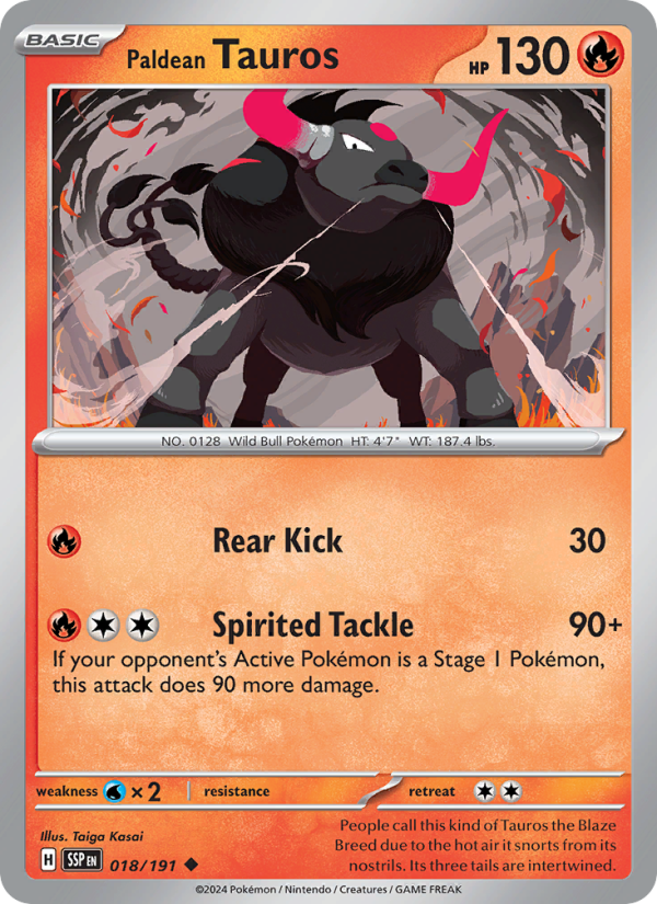 Paldean Tauros (018/191) Reverse Holo card image