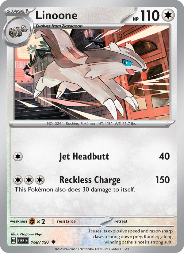 Linoone (168/197) Reverse Holo card image