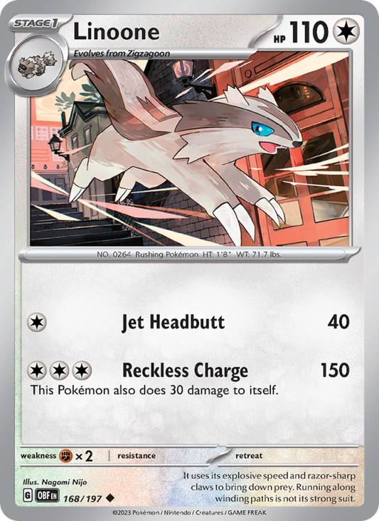 Linoone (168/197) Reverse Holo card image