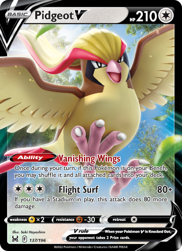 Pidgeot V (137/196) Holographic card image