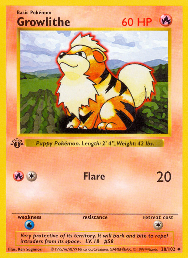 Growlithe (028/102) Reverse Holo card image