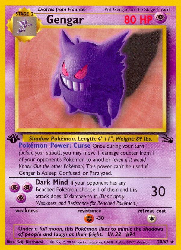 Gengar (020/62) Reverse Holo card image