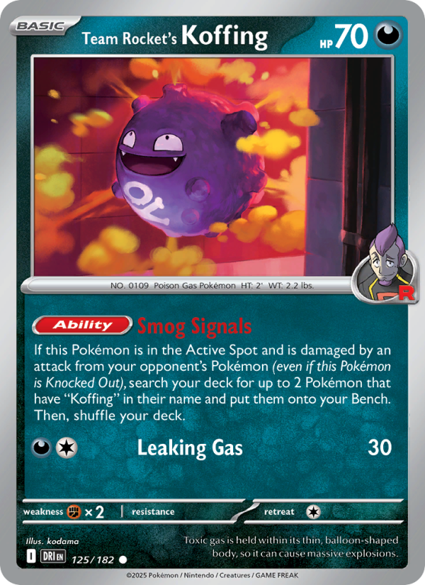 Team Rocket's Koffing (125/182) Reverse Holo card image