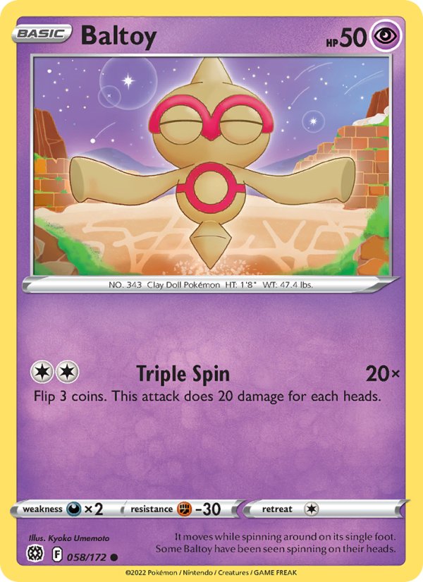 Baltoy (058/172) Reverse Holo card image