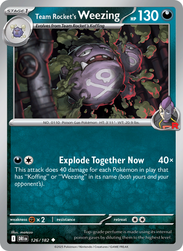 Team Rocket's Weezing (126/182) Reverse Holo card image
