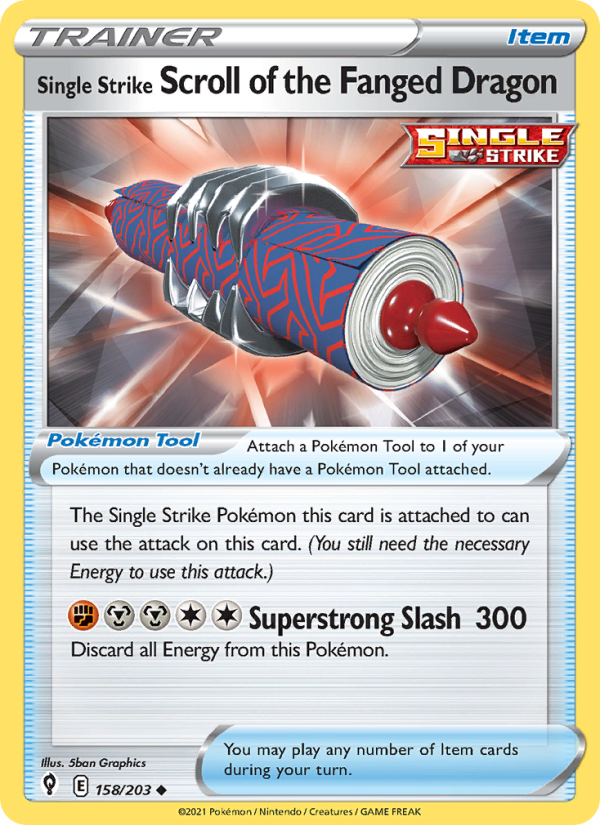 Single Strike Scroll of the Fanged Dragon (158/203) Reverse Holo card image