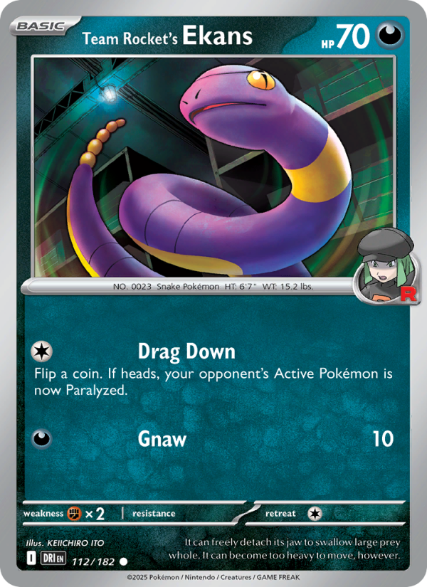 Team Rocket's Ekans (112/182) Reverse Holo card image