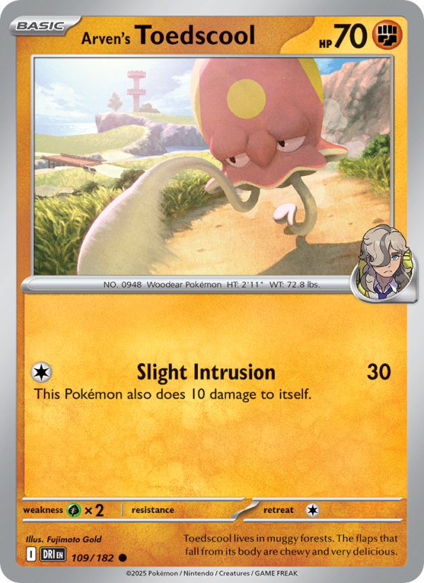 Arven's Toedscool (109/182) Reverse Holo card image