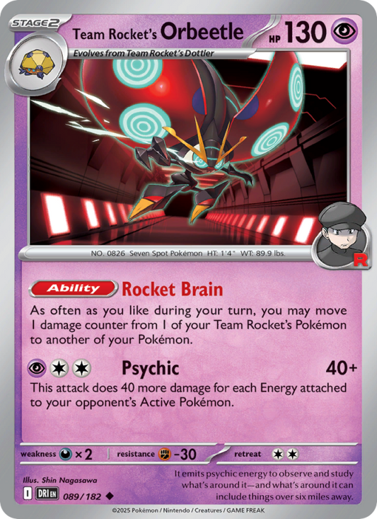 Team Rocket's Orbeetle (089/182) Reverse Holo card image