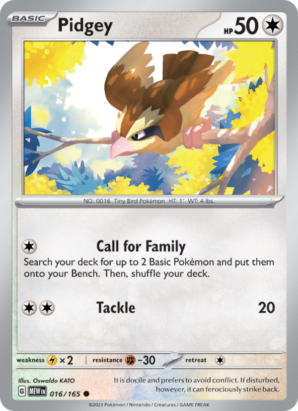 Pidgey (016/165) Reverse Holo card image