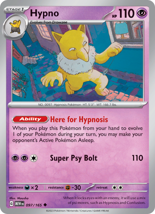 Hypno (097/165) Reverse Holo card image