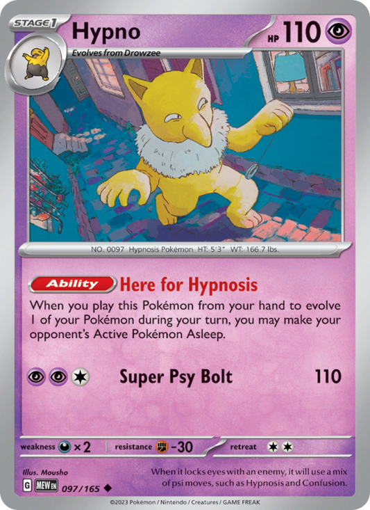 Hypno (097/165) Reverse Holo card image