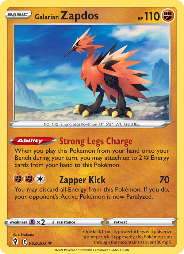 Galarian Zapdos (082/203) Reverse Holo card image