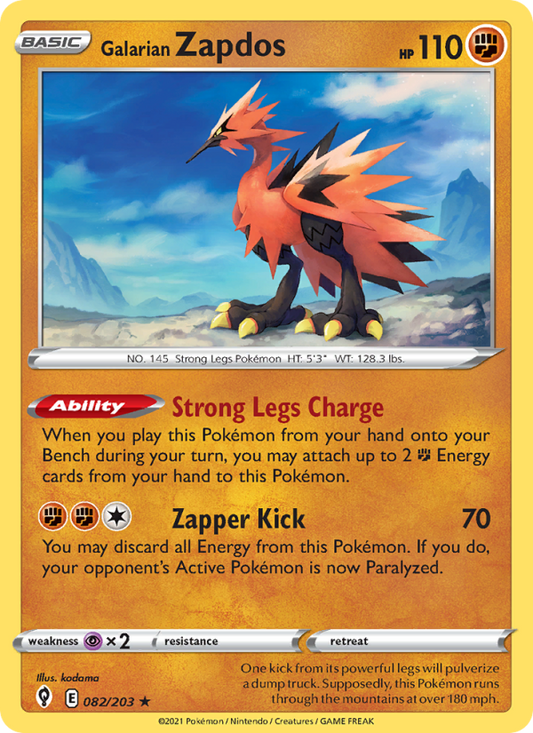 Galarian Zapdos (082/203) Reverse Holo card image