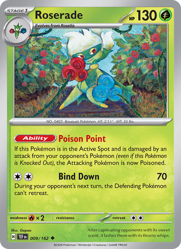 Roserade (009/162) Reverse Holo card image