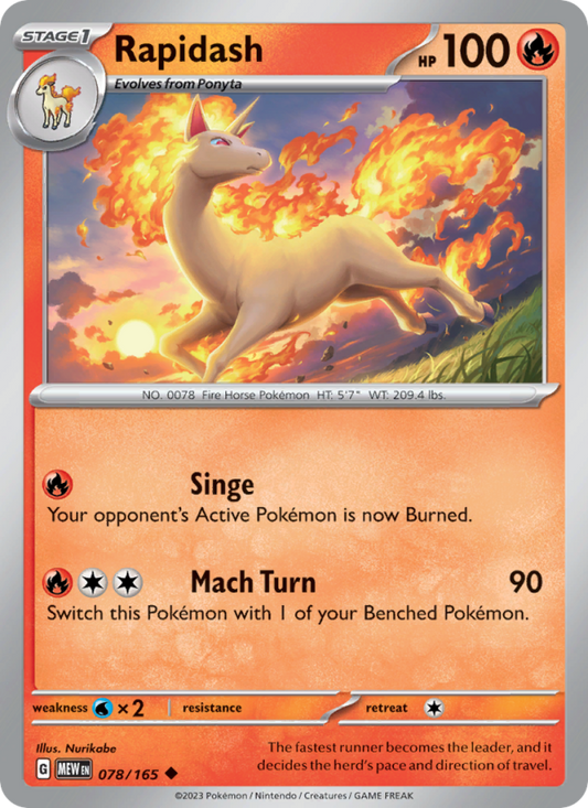 Rapidash (078/165) Reverse Holo card image