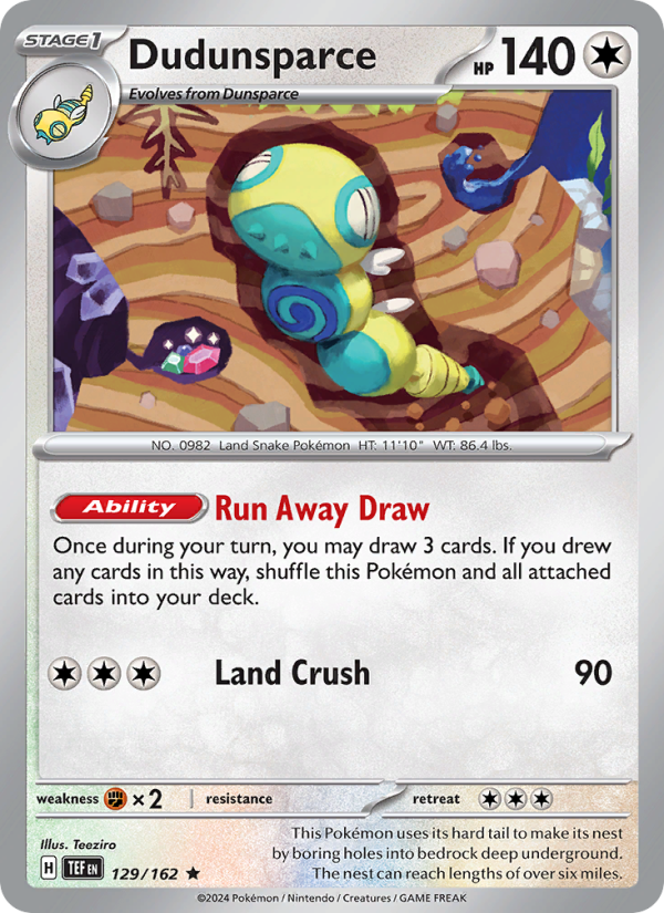 Dudunsparce (129/162) Reverse Holo card image
