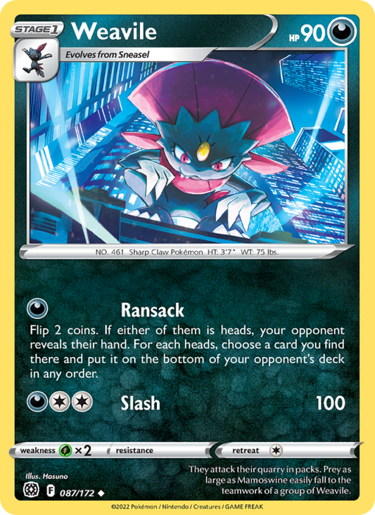 Weavile (087/172) Reverse Holo card image