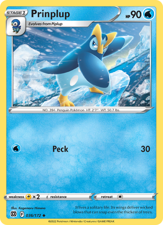 Prinplup (036/172) Reverse Holo card image