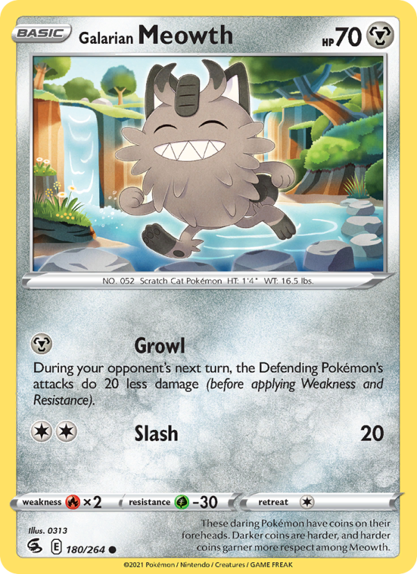 Galarian Meowth (180/264) Reverse Holo card image