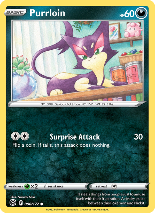 Purrloin (090/172) Reverse Holo card image