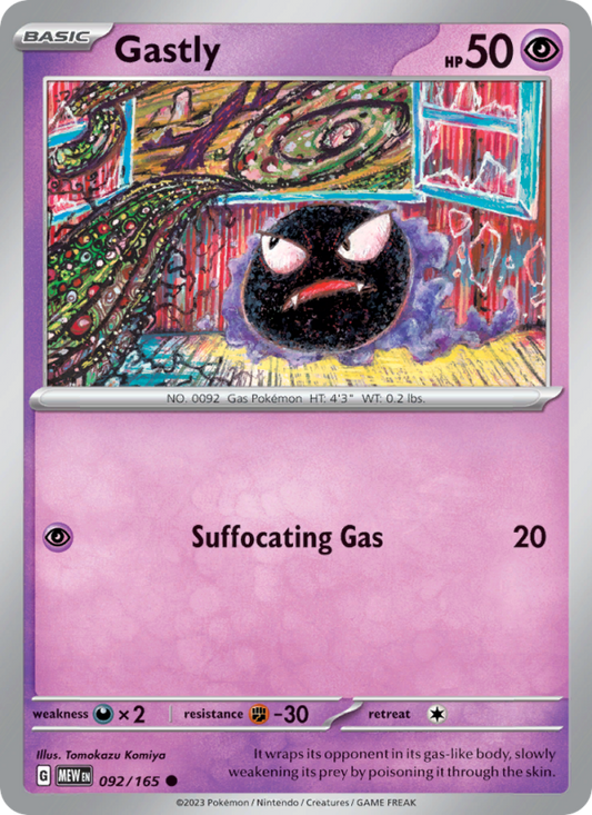 Gastly (092/165) Reverse Holo card image