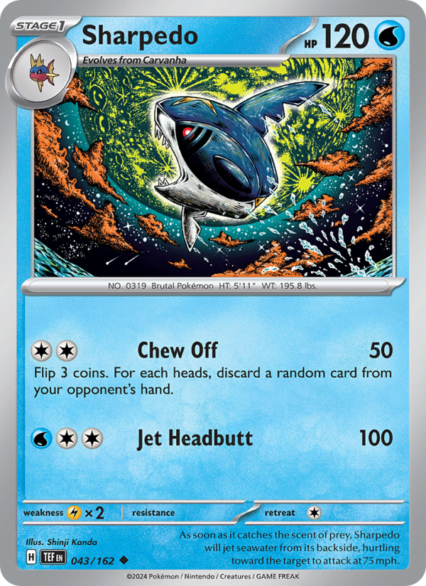 Sharpedo (043/162) Reverse Holo card image