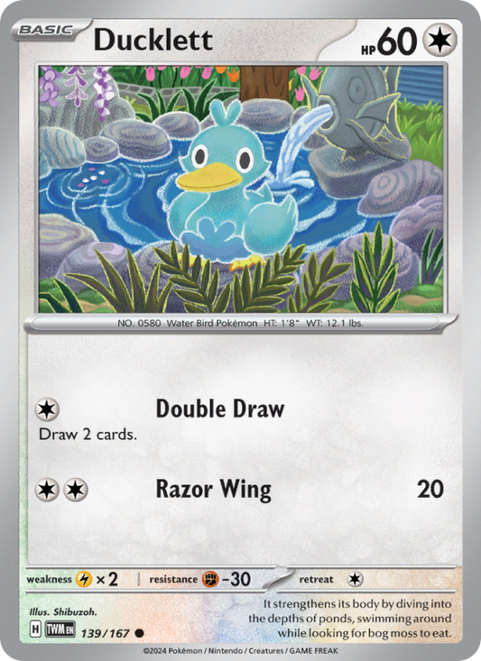 Ducklett (139/167) Reverse Holo card image